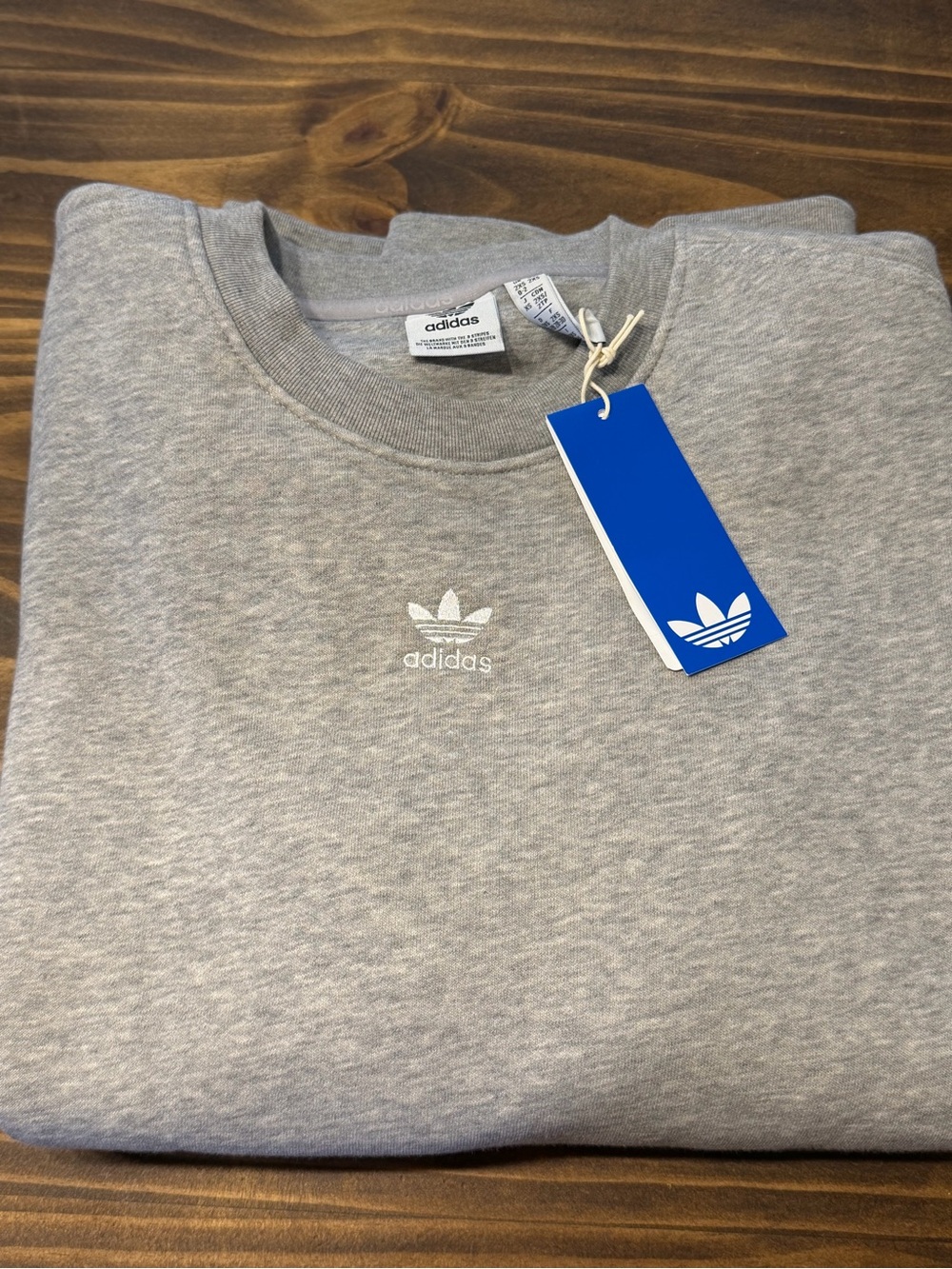 Adidas Oversized Gray Crewneck Sweatshirt with Trefoil Logo